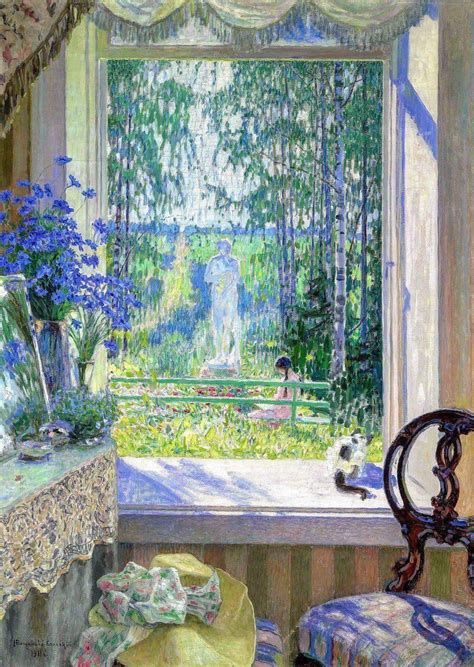Open Window Onto A Garden 1911 By Nikolay Bogdanov Belsky Painting