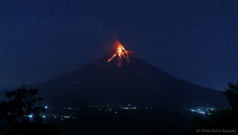 Philippine Volcano Spews Lava Fountains 56000 People Flee