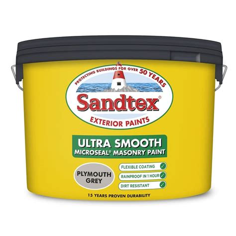 Concrete wall paint seals and waterproofs any interior or exterior masonry surface. Sandtex 10L Plymouth grey smooth masonry paint