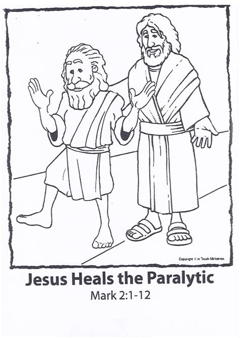 Jesus Heals Paralyzed Man Jesus Heals Bible Coloring Pages