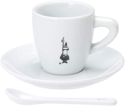 Bialetti Classic Italian Espresso Cup And Saucer With Spoon Set In
