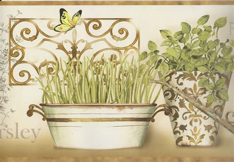 Follow the vibe and change your wallpaper every day! Kitchen Wallpaper Border / Modern Herbs Wall Border ...