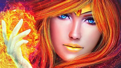 Phoenix Girl Fire Fantasy Luminos Redhead Orange Magicnaanavi
