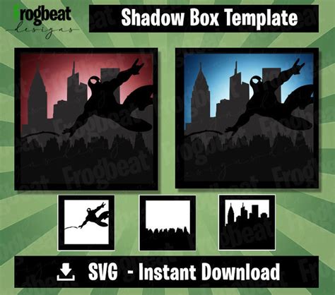 Spiderman Shadow Light Box Template SVG | Etsy