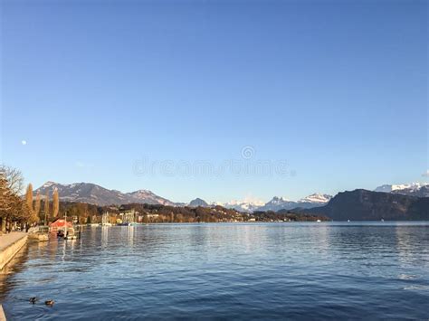 View Of Lake Lucerne With The View Of Mountains And Swiss Alps In The