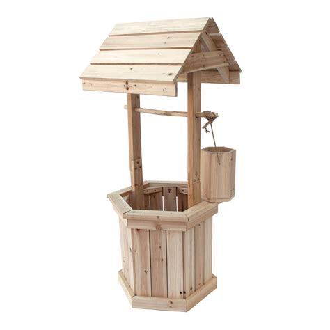 Garden Wishing Well Home Depot Shine Company Natural Decorative Wood