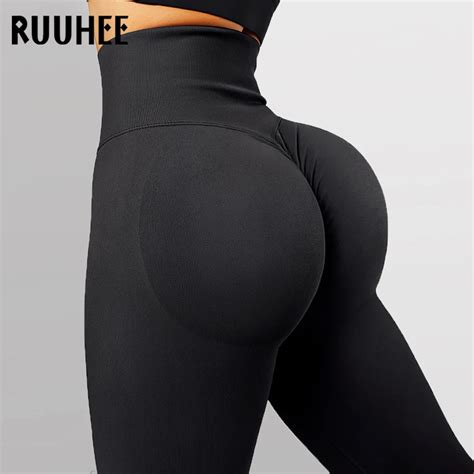 RUUHEE Seamless Womens Leggings Solid Scrunch Butt Lifting Yoga Pant