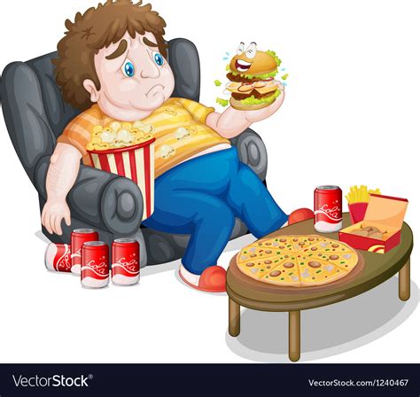 A cartoon fat girl, average girl, and skinny girl. A fat boy eating Royalty Free Vector Image - VectorStock