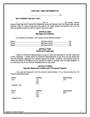 Some file may have the forms already filled, you have to erase it manually. Fillable Online florida last will and testament form Fax ...