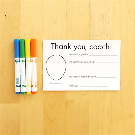Thank You Card For Coach T For Coach Sports Thank You
