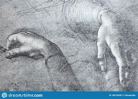 Etude Of Hands For Jaconda By Leonardo Da Vinci In A Vintage Book
