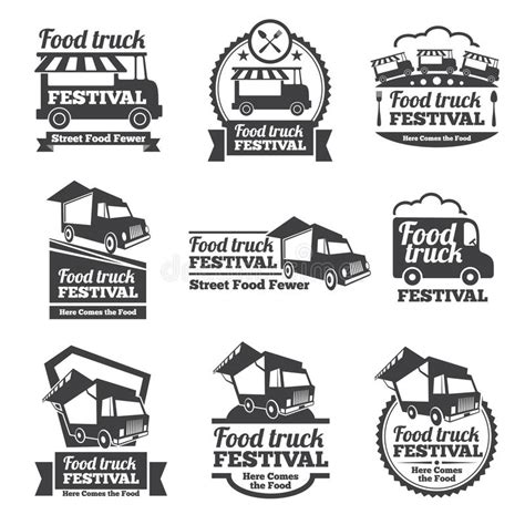 Click to view uploads for punsayaporn. Food Truck Festival Emblems And Logos Vector Set Stock Vector - Illustration of lettering, donut ...