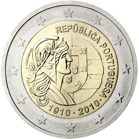 2 Euro Coin 100th Anniversary Of Republic Portugal Portugal 2010