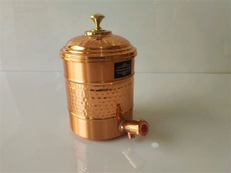 Handmade Hammered Pure 100 Copper Water Dispenser Pot 2 Liter Etsy