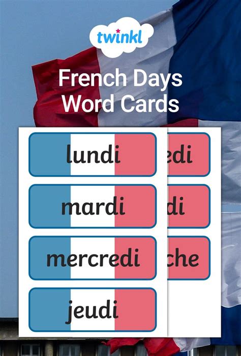 Comme d'habitude, il y aura une deuxième. French Days Word Cards in 2021 | Word cards, Independent writing, Words