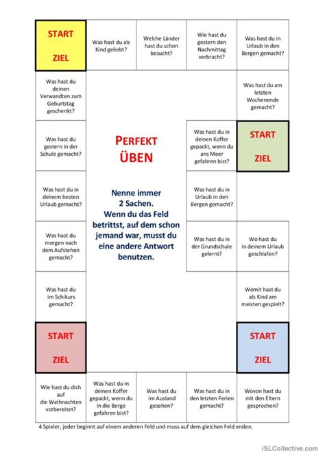 Perfekt Spiel Deutsch Daf Arbeitsbl Tter Pdf Doc