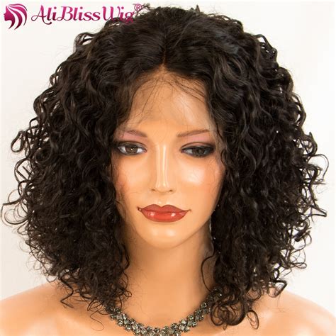Aliblisswig Lace Front Human Hair Wigs 150 Short Curly Wig Brazilian