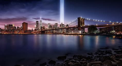 Please contact us if you want to publish a city landscape. cityscape, New York City, Brooklyn Bridge, Night ...