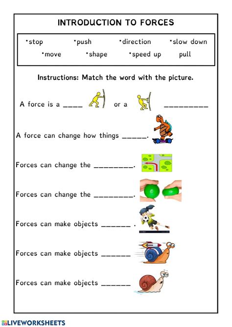 introduction to forces worksheet