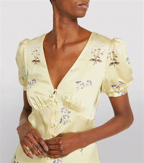 Self Portrait Yellow Vintage Floral Midi Dress Harrods Uk