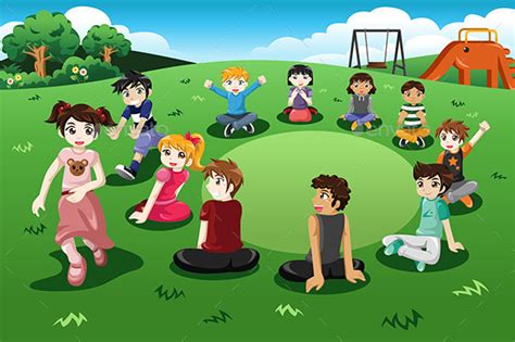 Kids Playing Duck Duck Goose By Artisticco Graphicriver