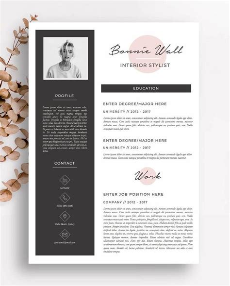 Pink Resume Template Page Cv Template Cover Letter For Etsy Uk En