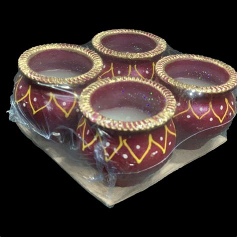 Satvik Colorful Clay Matki Diya Wax C64 For Diwali Festival