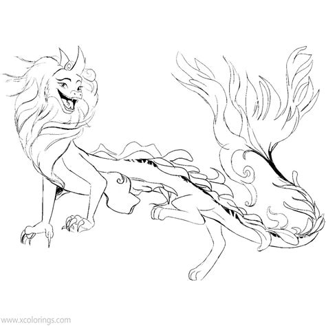 A Drawing Of A Lion Attacking A Demon With Its Mouth Open And Tail