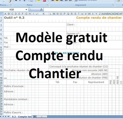 Compte Rendu De Chantier Gratuit Excel Cours Génie Civil Outils