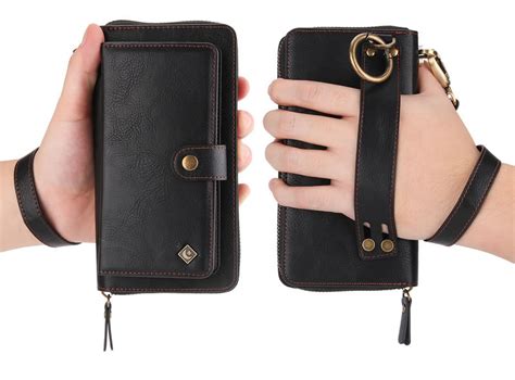 POLA iPhone 12 Pro Max 2-in-1 Detachable Zipper Wallet Case with Wrist