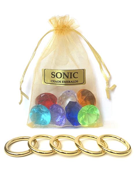 Buy Sonic 7 Chaos Emeralds Gems And 5 Gold Power Rings By Aaa World