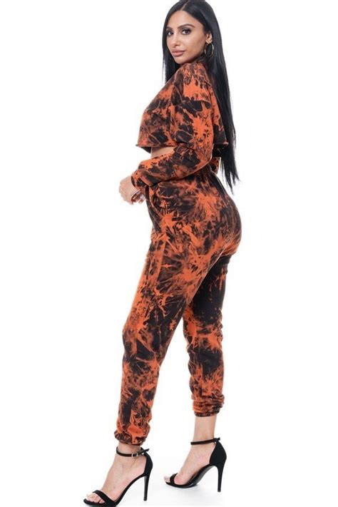 2 Piece Tye Dye Jogger Set Orange