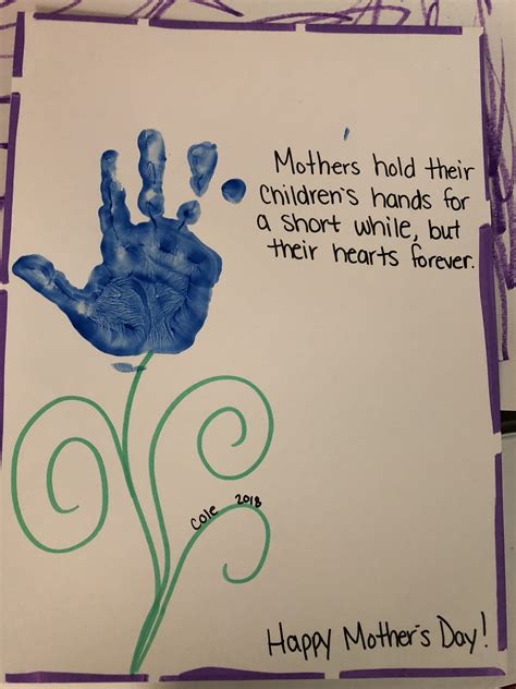Mothers Day Poem And Flower Handprint Craft Toddler Preschool