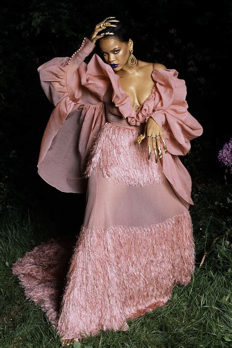 Rihanna For Garage Magazine In Ruffled Rosé Pink Dress Riri Style Is
