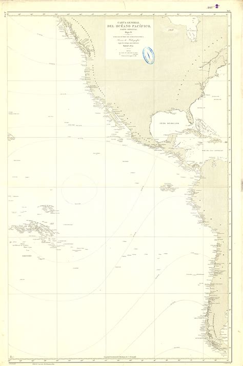 Pacífico Océano Cartas Náuticas 1872 1873