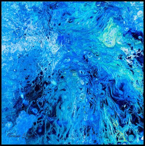 Cobalt Blue Painting Watercolor Wall Art Aqua Abstract Print Modern Art