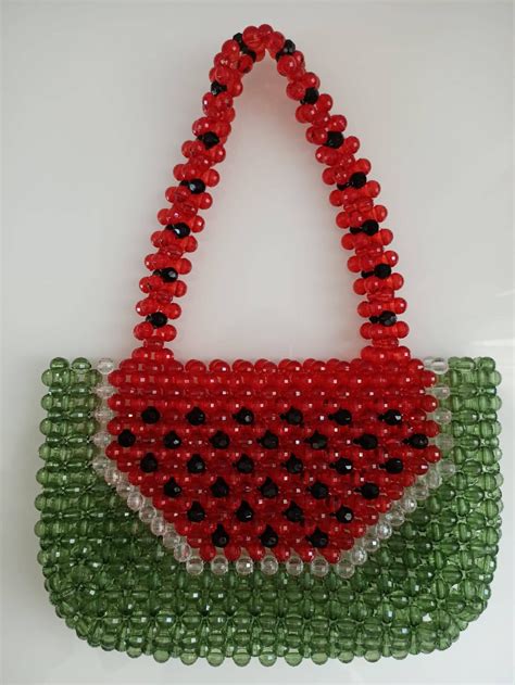 Handmade Bead Handbag Watermel Bead Purse Watermelon Bead Etsy