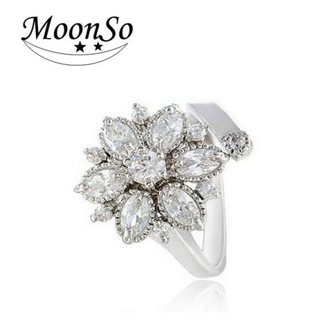 Moonso 925 Sterling Silver Ring Engagement Zircon Anel For Women