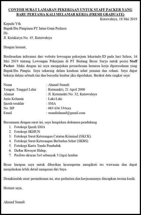 Contoh Surat Lamaran Kerja Di Pabrik Roti – denah