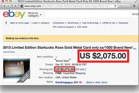 You get at least 6% back if using a grocery category card like amex bcp. Starbucks' $450 Metal Gift Cards Are Selling for Over $2,000 on eBay - Eater