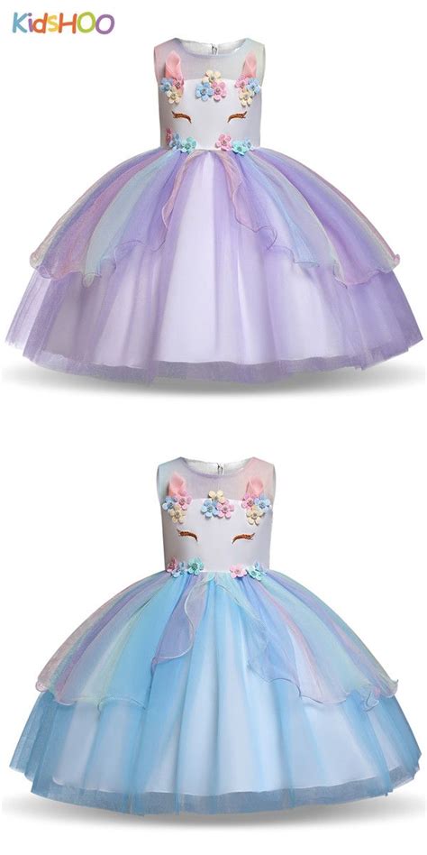 Kid Girl 3d Pearls Flowers Unicon Rainbow Mesh Layers Lace Princess