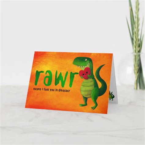 Romantic Rawr T Rex Dinosaur Card Zazzle