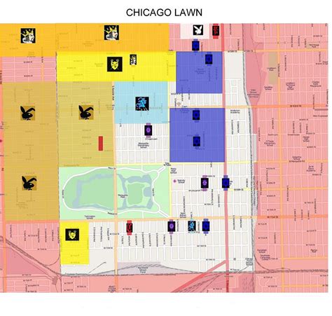 Chicago Gangues Mapa Gang Mapa De Chicago Estados Unidos Da América