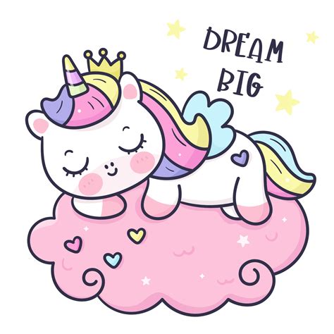 Lindo Unicornio Dormir En La Nube Kawaii Dibujos Animados 11727955