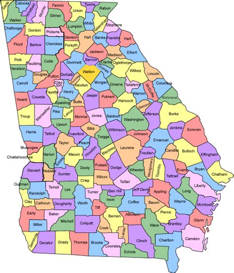 Georgia County Map Free Printable Maps