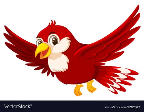 A Cute Red Bird On White Background Royalty Free Vector
