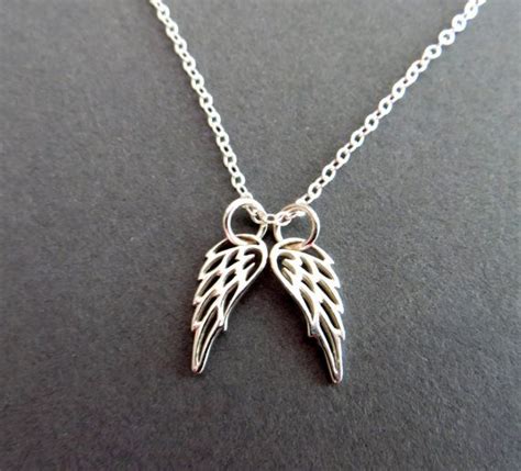 Tiny Double Angel Wing Necklace Sterling Silver Angel Wing Pendant
