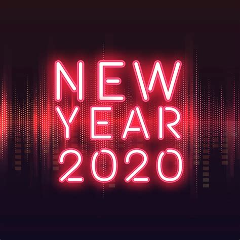 Free Vector Red New Year 2020 Neon Sign Vector