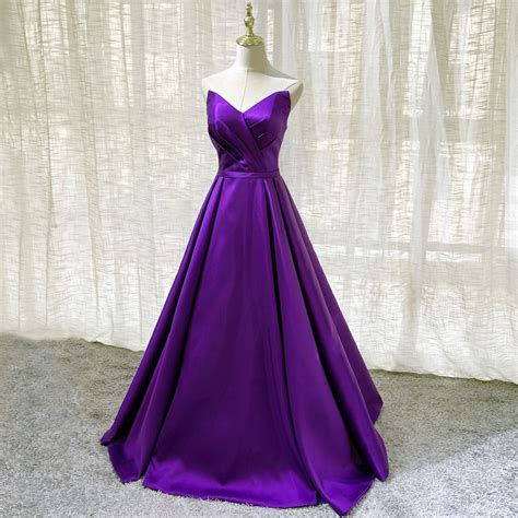 Purple Satin A Line Simple Floor Length Evening Dress Formal Dress Da Beautydressy