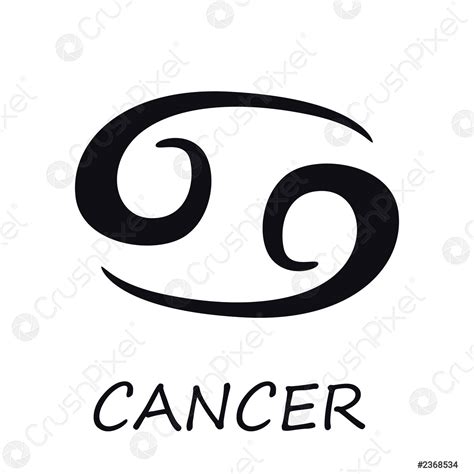 Cancer Zodiac Sign Black Vector Illustration Celestial Crab Esoteric